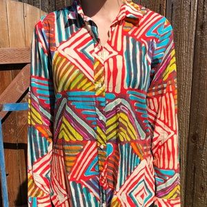 J. Crew Geo Brushstroke Print "Boy Shirt"